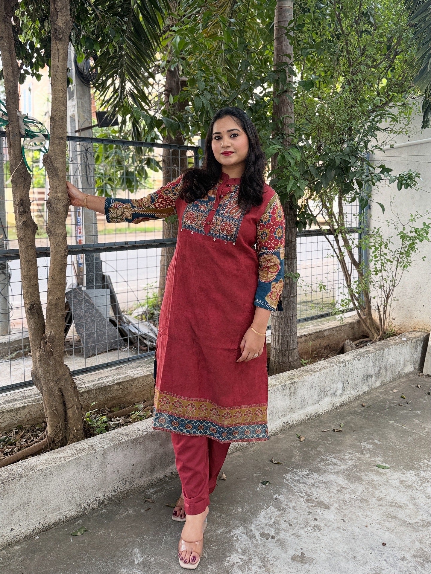 Printed Cotton Kurta Pant Set with Yoke Embroidery – Elegant Daily and Festive Wear for Women