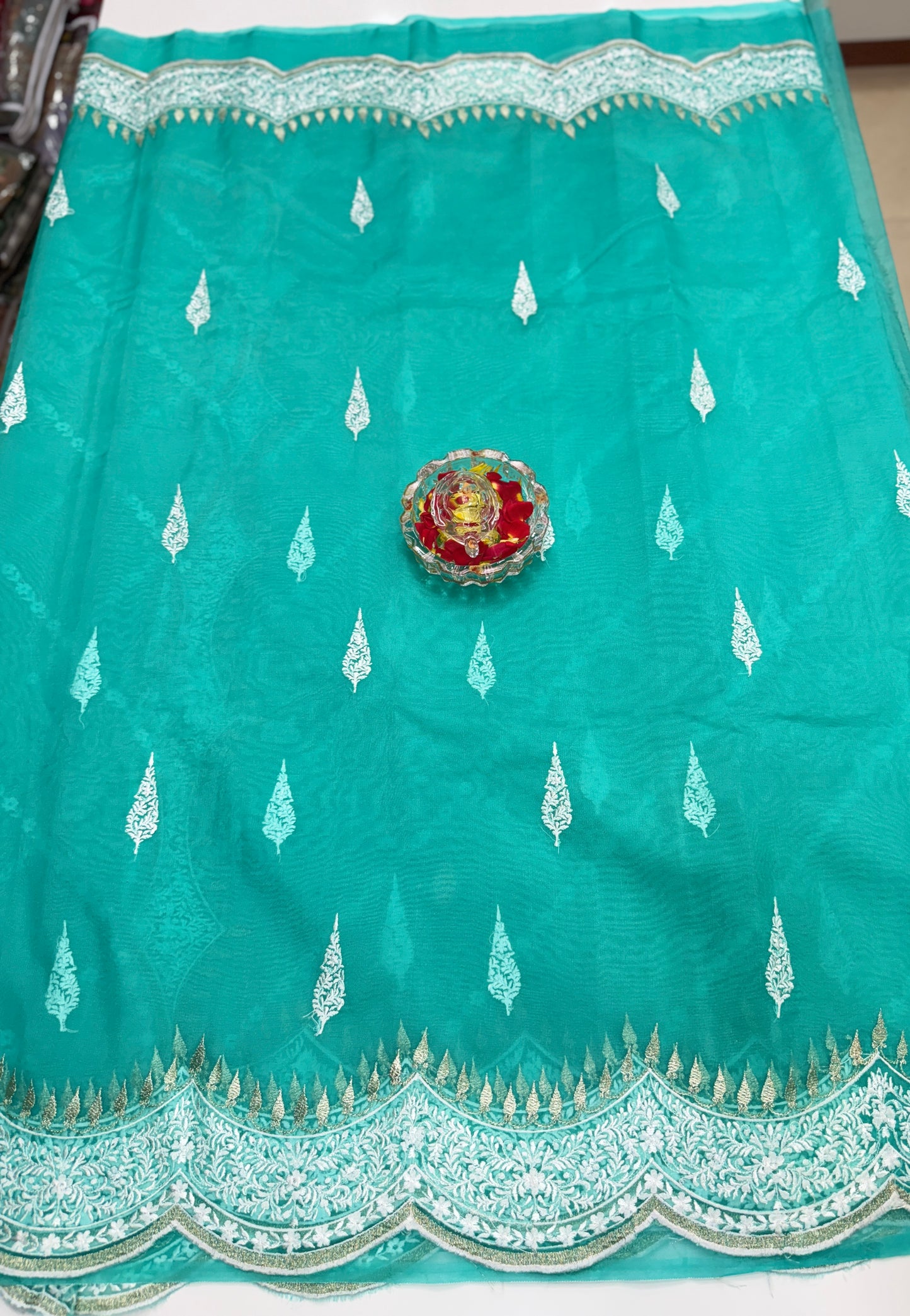 Banarasi Semi Organza Soft Saree with Embroidery Border and Blouse Design – Festive Wear