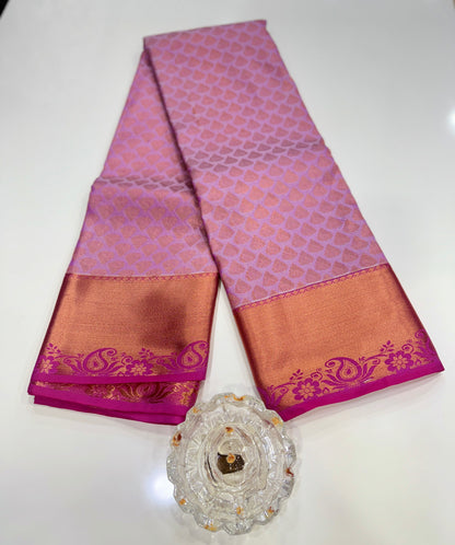 Soft Silk Saree with Traditional Zari Border and All-Over Weaving Design for Women