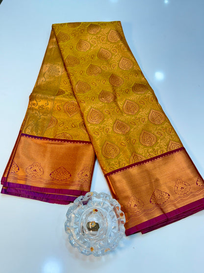 Bridal Kanchipuram Style Silk Saree with Rich Zari Border – Festive Wear