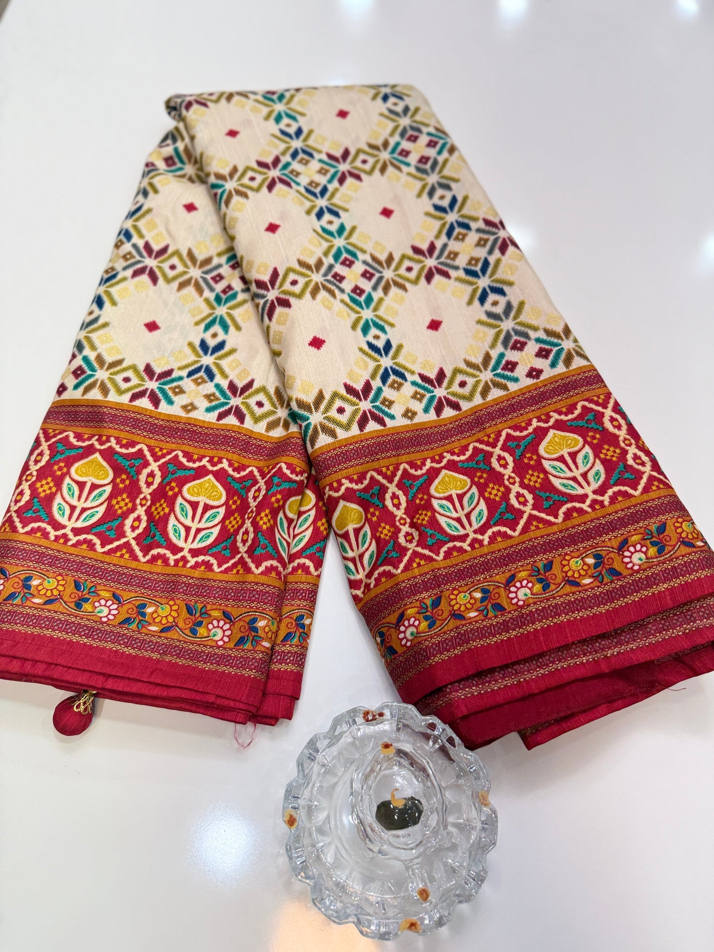 PV Silk Saree with HB Luxury Print and Gloss Finish – Party and Festival Wear Saree for Women