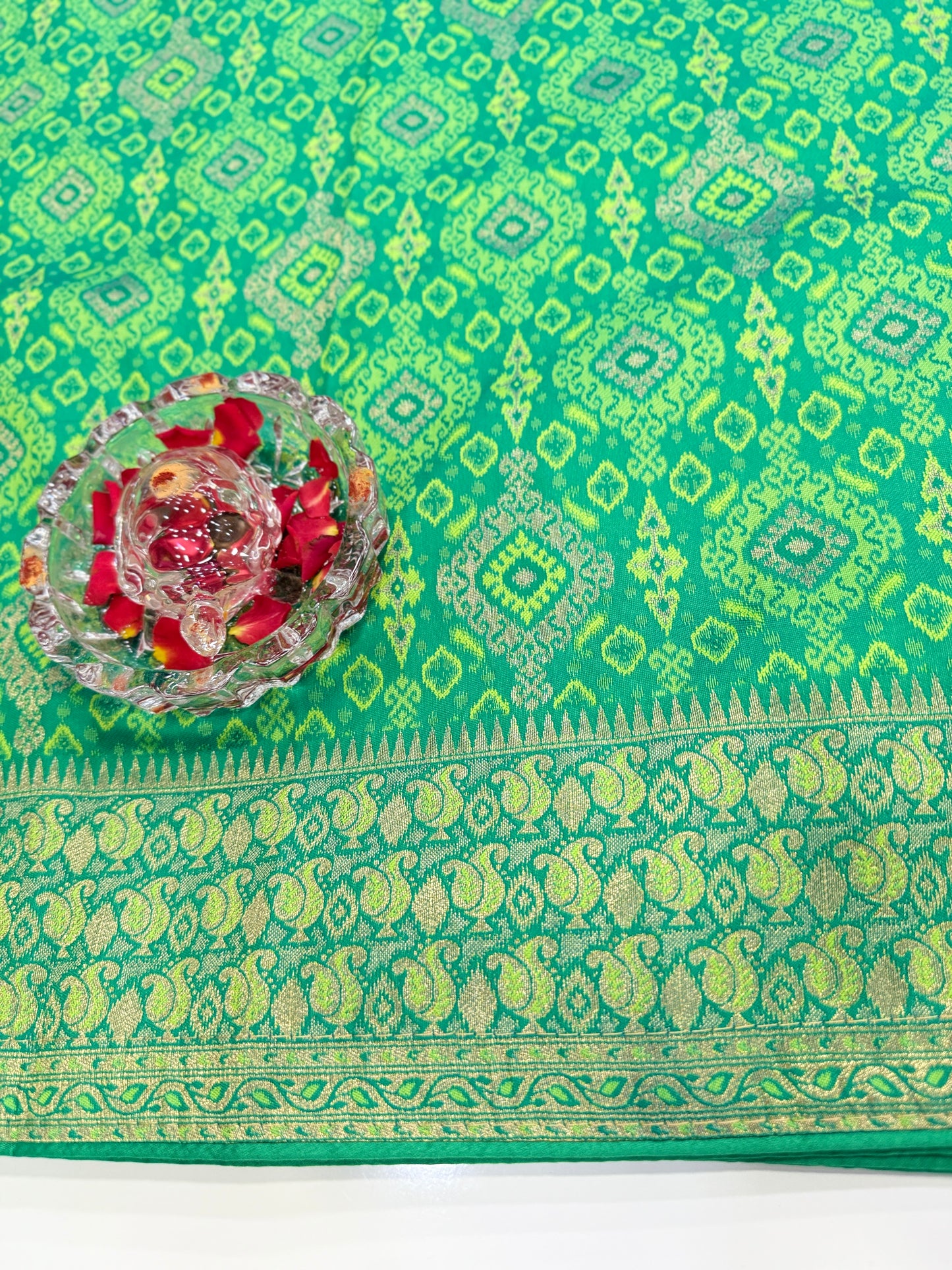 Lime green Designer Silk Saree with Heavy Embroidery Work and Unstitched Blouse for Festive and Wedding Wear
