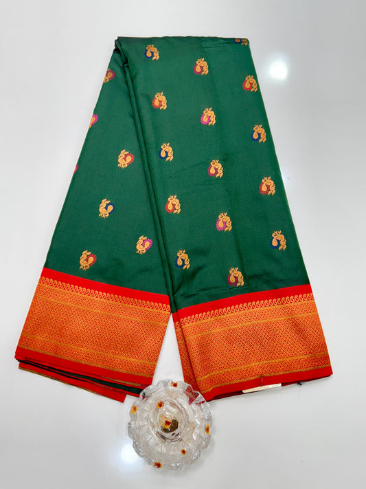Paithani Soft Silk Saree with Zari Weaving and Contrast Blouse