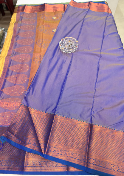 Dharmavaram Silk Saree with Intricate Meena Work and Blouse Piece for Women