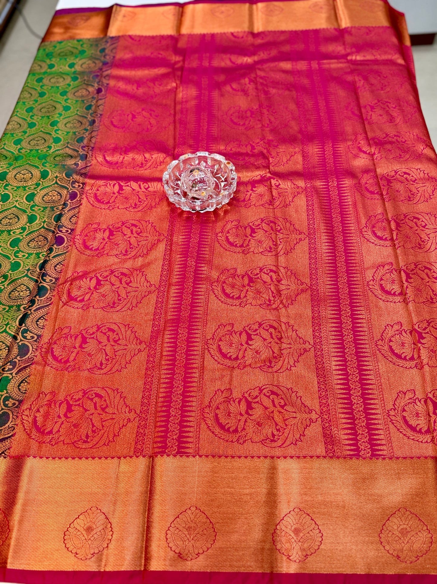 Bridal Kanchipuram Style Silk Saree with Rich Zari Border – Festive Wear