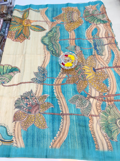 Silk Blend Printed Saree with Traditional Art Motifs and Glossy Texture – Festive Wear for Women