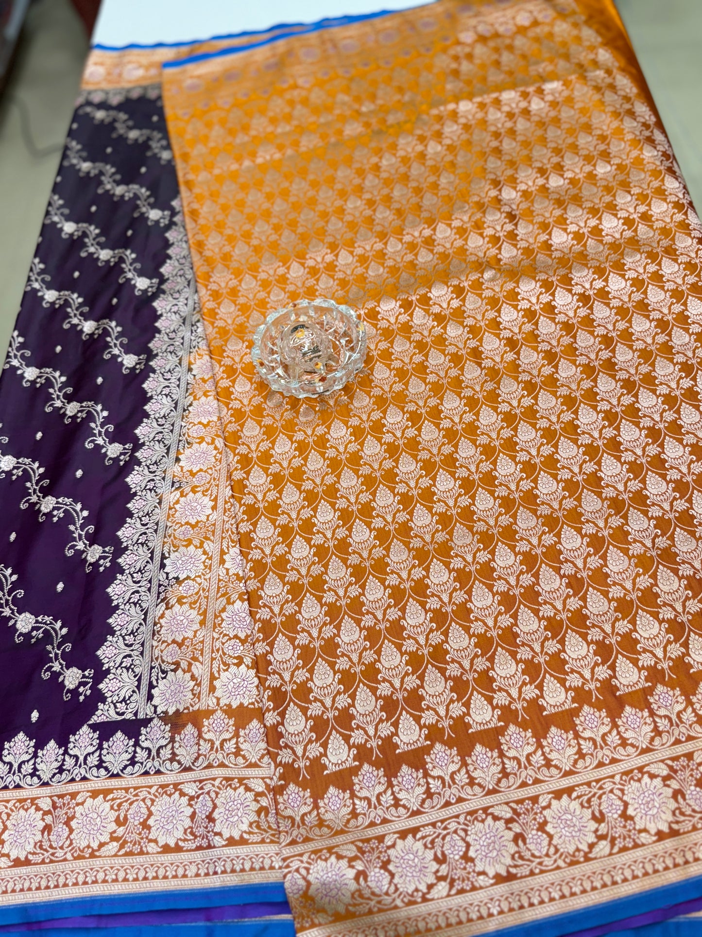 Mashru Katan Silk Saree with Zari Weaving Border and Blouse – Festive Wear for Women