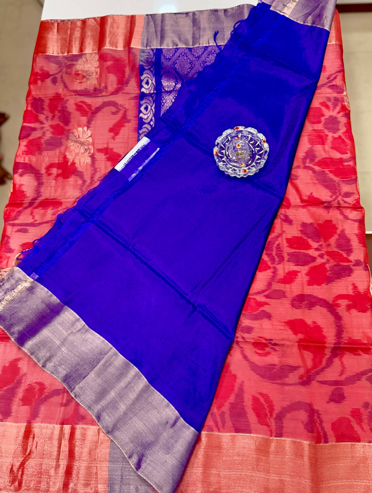 Pochampalli Printed Silk Saree with Satin Border and Blouse – Powerloom Weave for Women