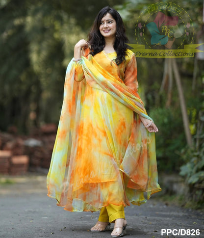 Embrace Elegance: Pastel Marble Anarkali Set for Festive Radiance