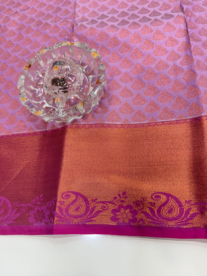 Soft Silk Saree with Traditional Zari Border and All-Over Weaving Design for Women
