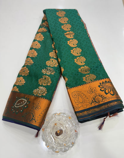 Soft Silk Saree with Cutwork and Stone Embellishments for Women