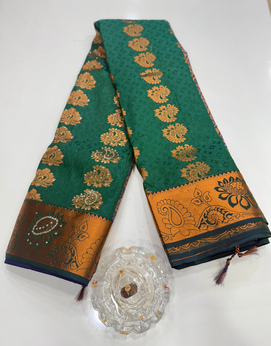 Soft Silk Saree with Cutwork and Stone Embellishments for Women