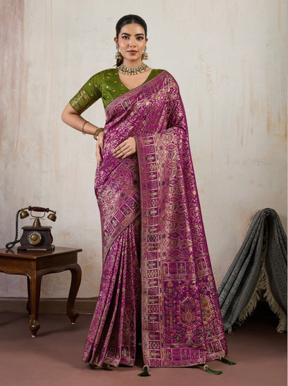Soft Makhmal Silk Saree with 11-Shade Meenakari Weaving and Grand Pallu – Heritage Wedding Saree for Women