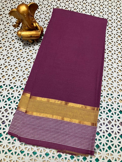Mangalagiri Cotton Saree for Women with Contrast Pallu and Blouse – Plain Weave Lightweight Drape