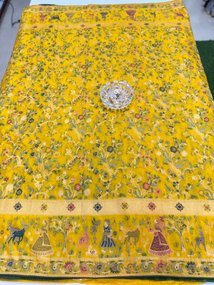 Soft Makhmal Silk Saree with 11-Shade Meenakari Weaving and Grand Pallu – Heritage Wedding Saree for Women