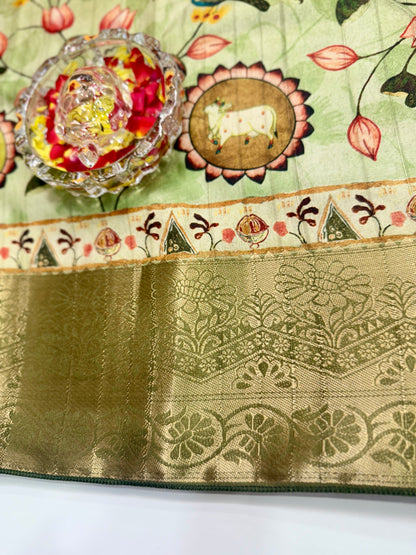 Boyanapalli-Style Silk Blend Saree with Jacquard Border and Chit Pallu – Printed Festive Saree for Women