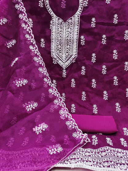 Mystique orchid Organza Dress Material