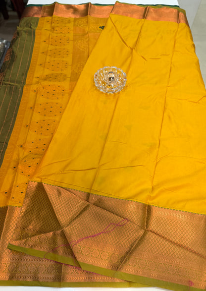 Dharmavaram Silk Saree with Intricate Meena Work and Blouse Piece for Women