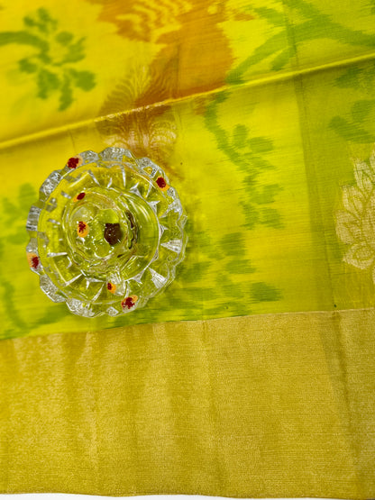 Pochampalli Printed Silk Saree with Satin Border and Blouse – Powerloom Weave for Women