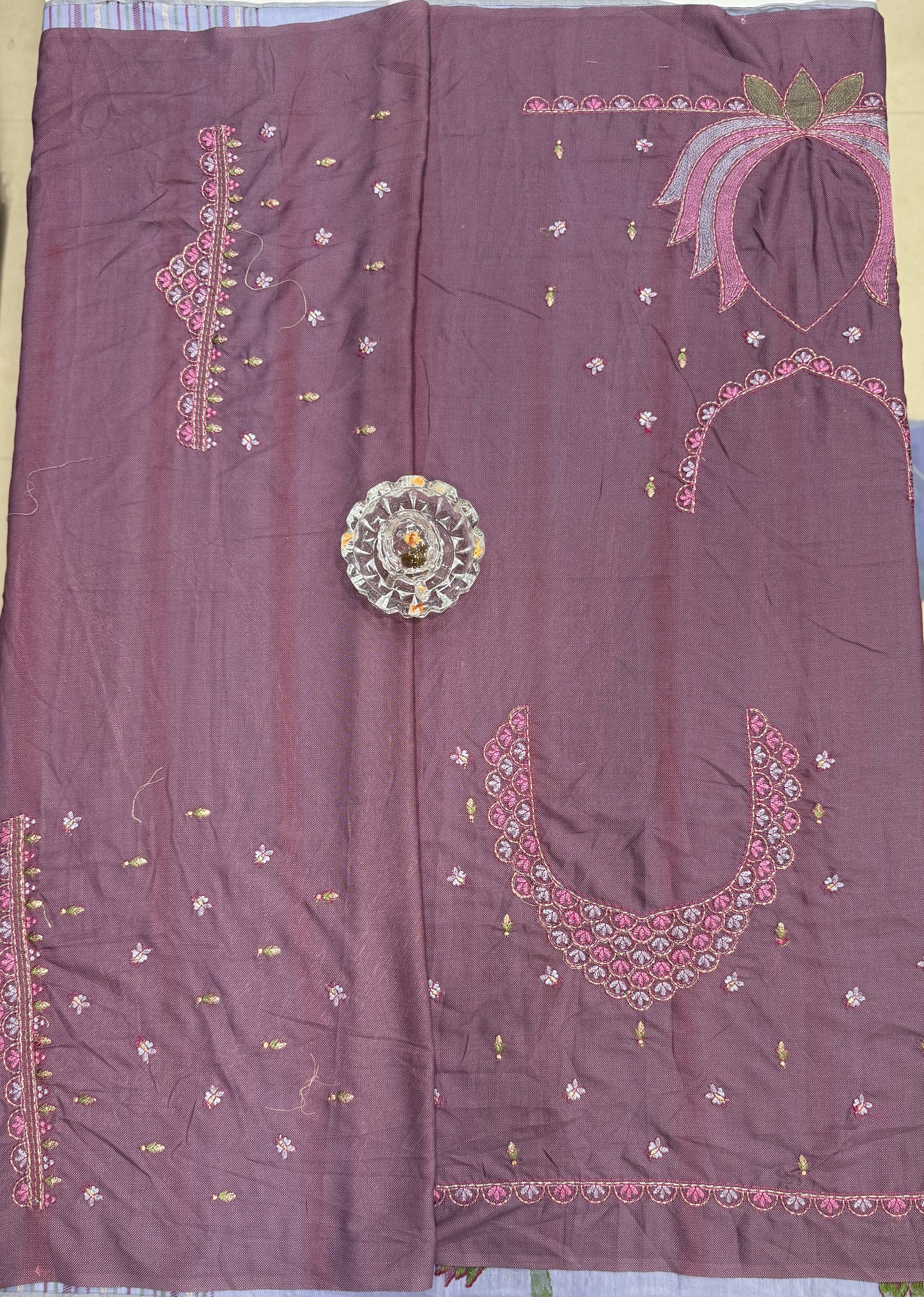 Lavender blue woven viscose saree in kora silk style with tassel pallu and embroidered blouse fabric