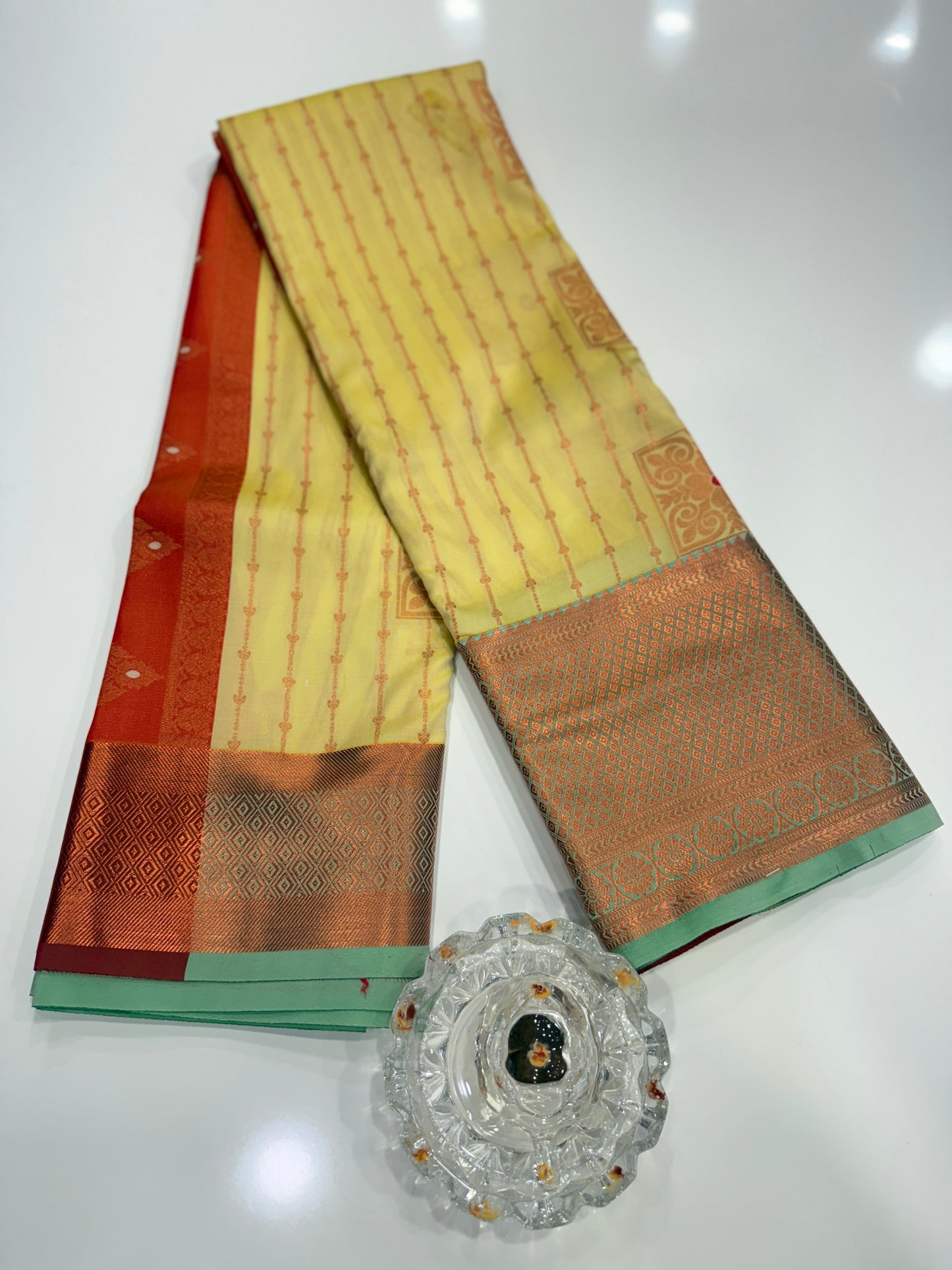 Dharmavaram Silk Saree with Intricate Meena Work and Blouse Piece for Women