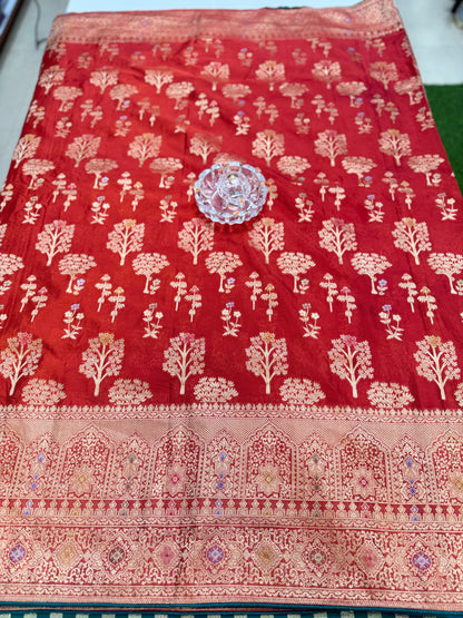 Soft Makhmal Silk Saree with 11-Shade Meenakari Weaving and Grand Pallu – Heritage Wedding Saree for Women