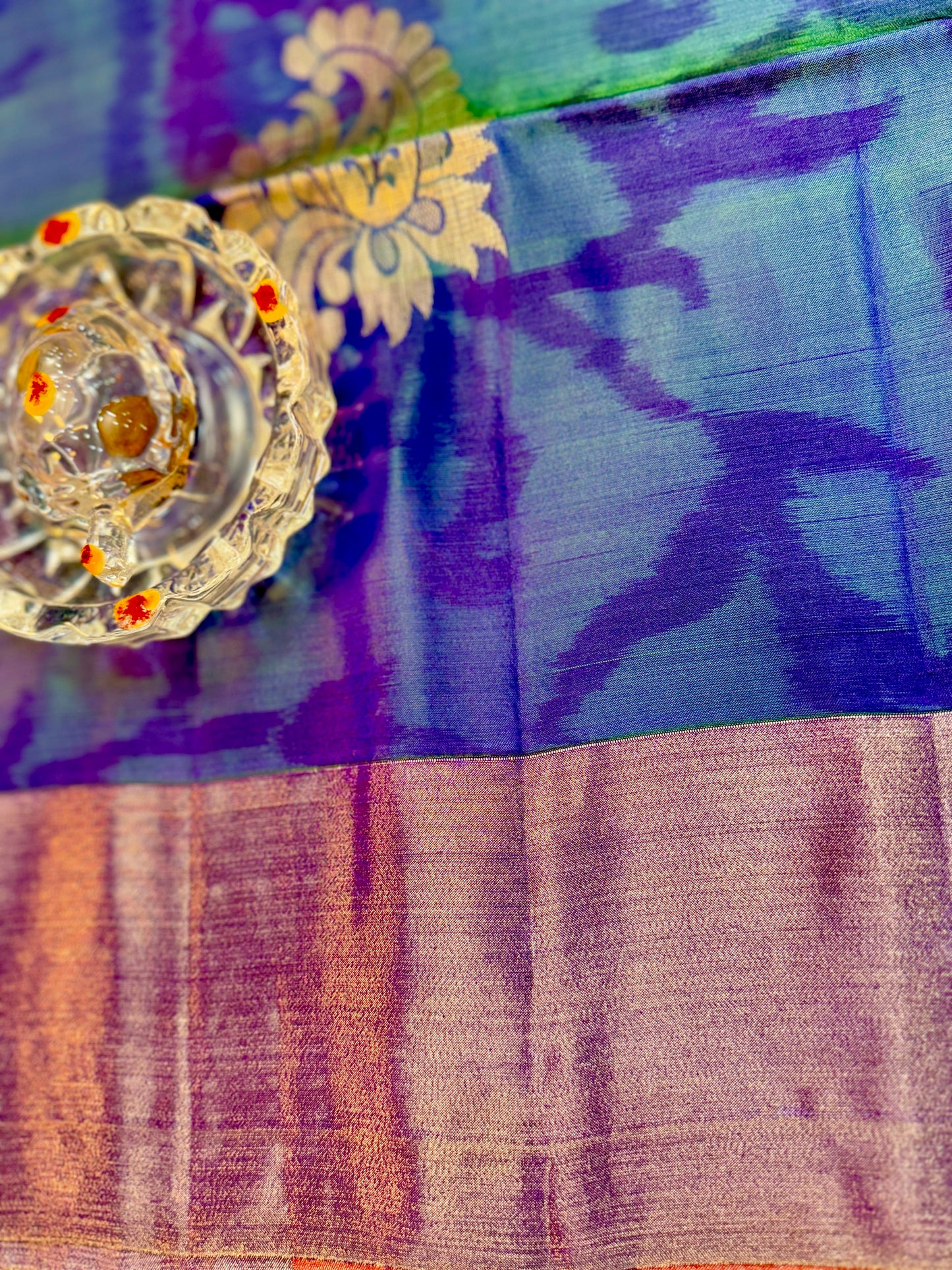 Pochampalli Printed Silk Saree with Satin Border and Blouse – Powerloom Weave for Women