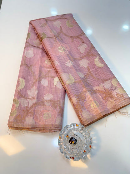 Jamdhani Cotton Saree with Zari Weave and Tassel Pallu – Pastel Festive Wear