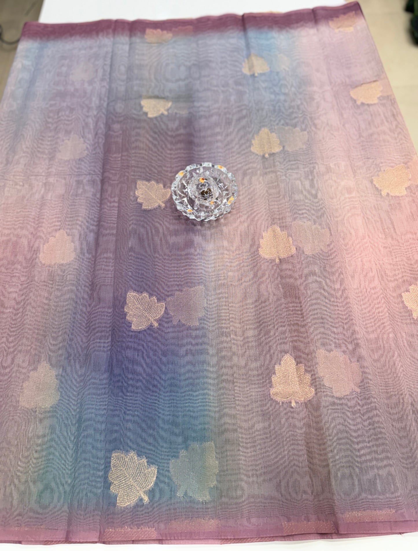 Soft Handloom style Silk Saree with Zari Leaf Weaving and Gradient Shading – Festive Wear Saree for Women