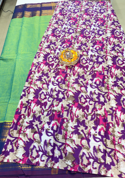 Chettinad Pure Cotton Saree with Zari Border – 80 Count, 20 Colours, 5.5m Length