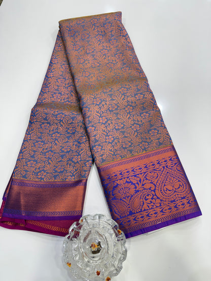 Soft Silk Saree with Samutrika Weaving and Contrast Zari Border for Women – Lightweight Festive Wear Saree