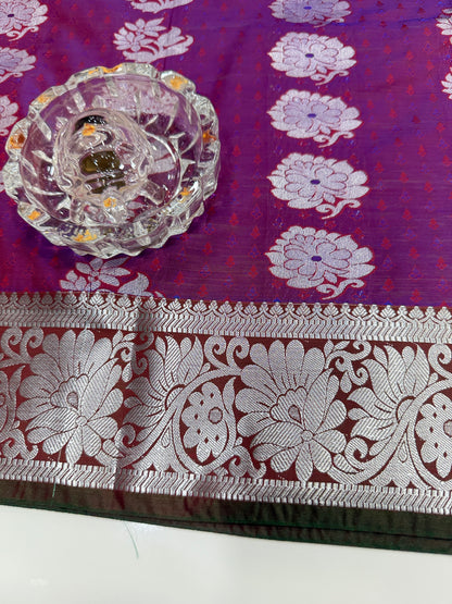 Butti Embossed Soft Silk Saree with Rich Pallu and Matching Blouse – Festive & Wedding Wear for Women