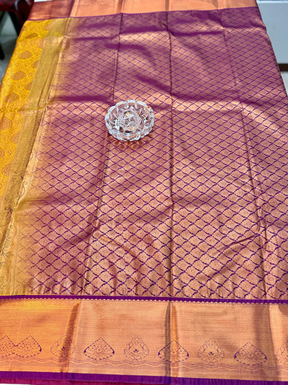 Bridal Kanchipuram Style Silk Saree with Rich Zari Border – Festive Wear