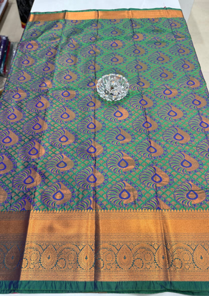 Bridal Soft Silk Saree with Jacquard Weaving & Contrast Border for Women