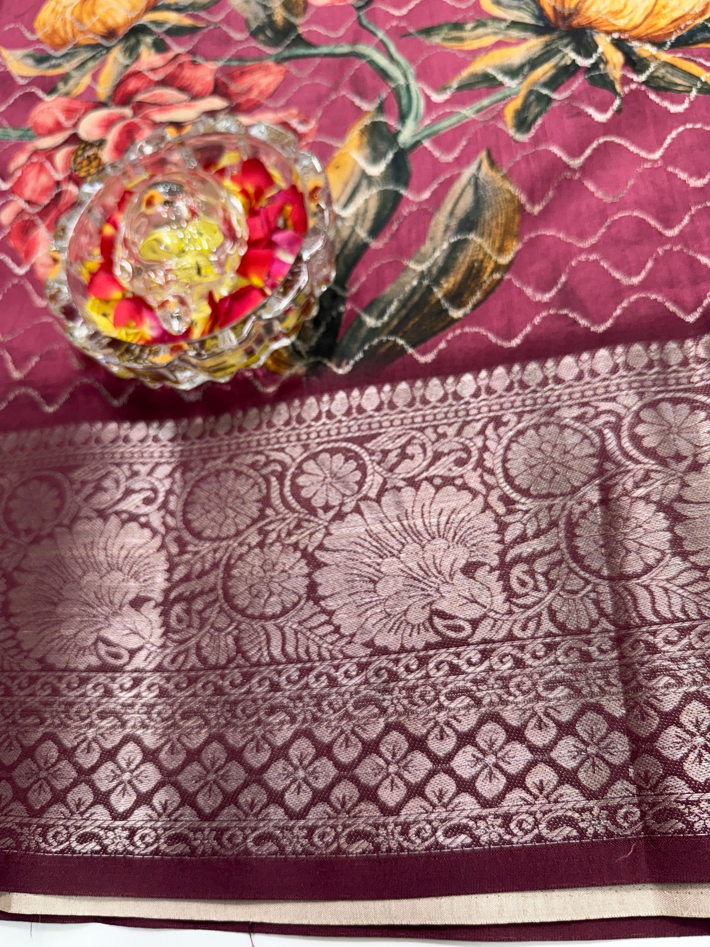 Kasargod-Style Silk Blend Saree with Zari Border and Rich Pallu – Festive Saree for Women