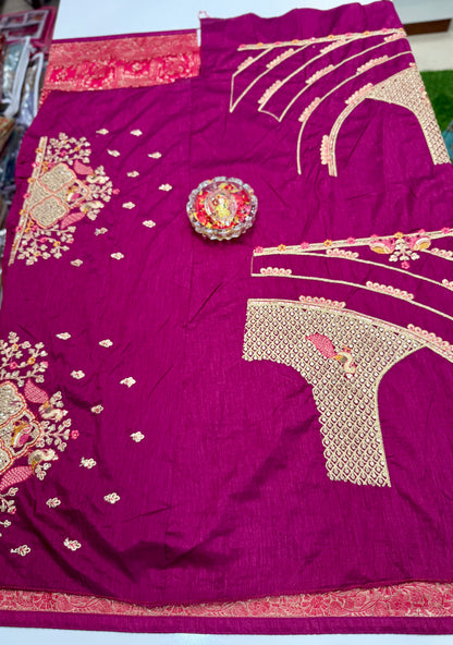 Pure Crepe Saree with Designer Contrast Blouse – Lightweight Festive Wear for Women