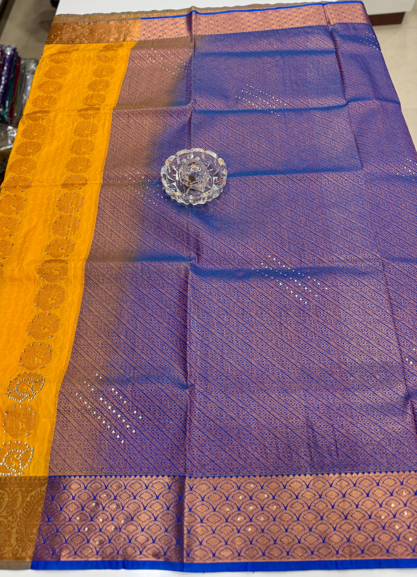 Soft Silk Saree with Cutwork and Stone Embellishments for Women