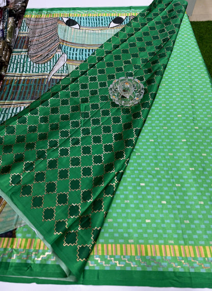 Japan satin saree for women with position print pallu and blouse, soft satin printed saree for festive and casual wear