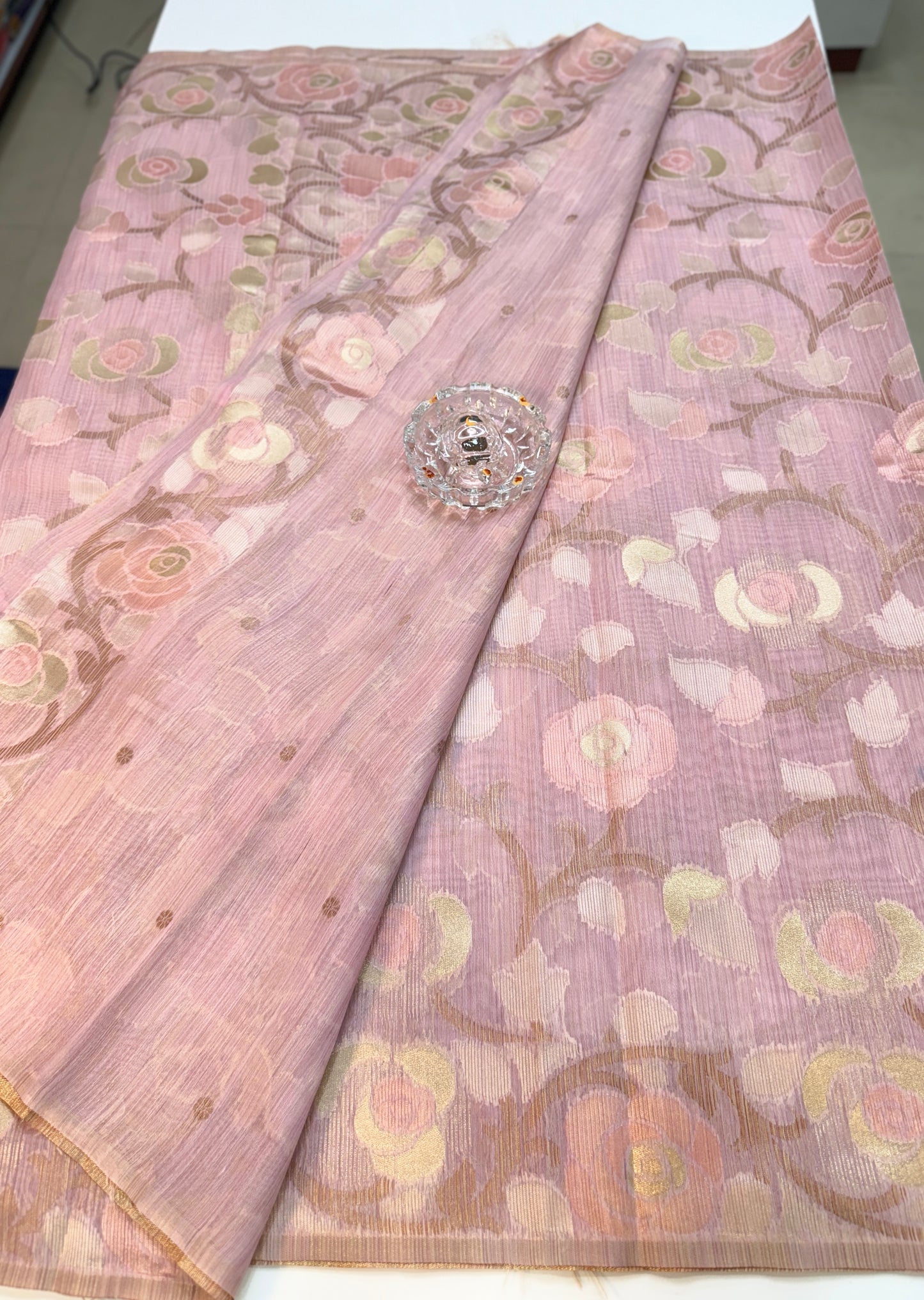 Jamdhani Cotton Saree with Zari Weave and Tassel Pallu – Pastel Festive Wear