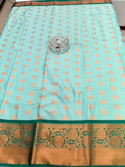 Kanchipuram Style Silk Saree with Rich Zari Border – Festive Wear
