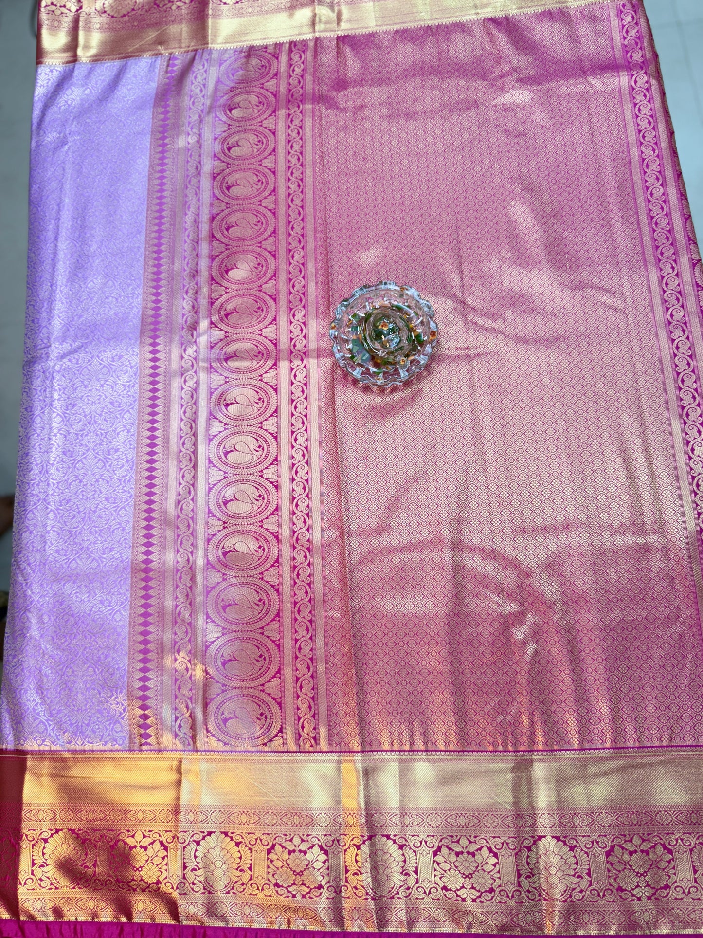 Semi Kanchi Pattu Brocade Saree with Zari Weaving and Contrast Border – Festive Wear