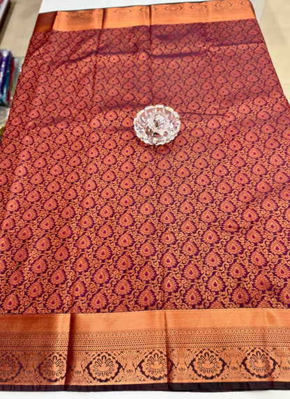 Bridal Soft Silk Saree with Jacquard Weaving & Contrast Border for Women