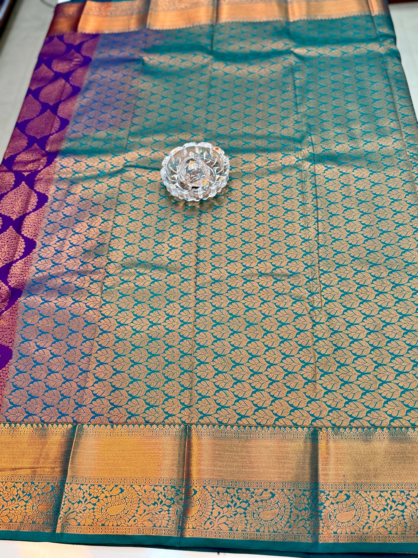 Kanchipuram Style Silk Saree with Rich Zari Border – Festive Wear