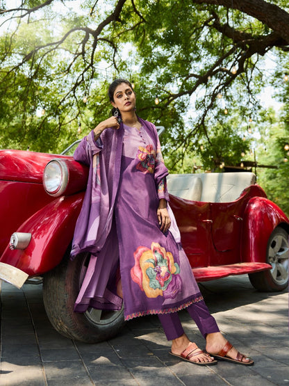 Bamberg Muslin digital print and handwork Unstitched Dress material