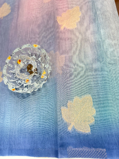 Soft Handloom style Silk Saree with Zari Leaf Weaving and Gradient Shading – Festive Wear Saree for Women