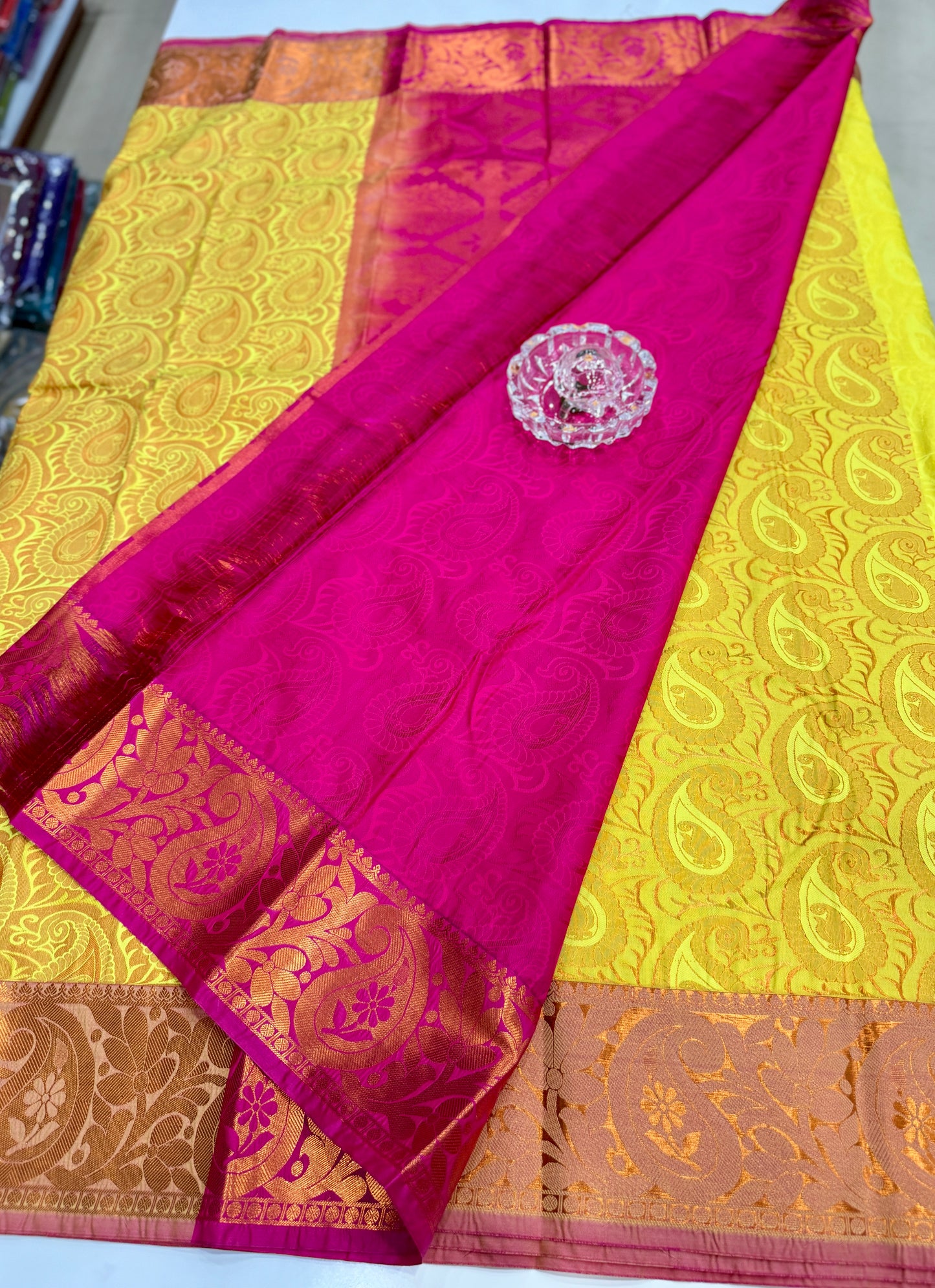 Bridal Soft Silk Saree with Jacquard Weaving & Contrast Border for Women