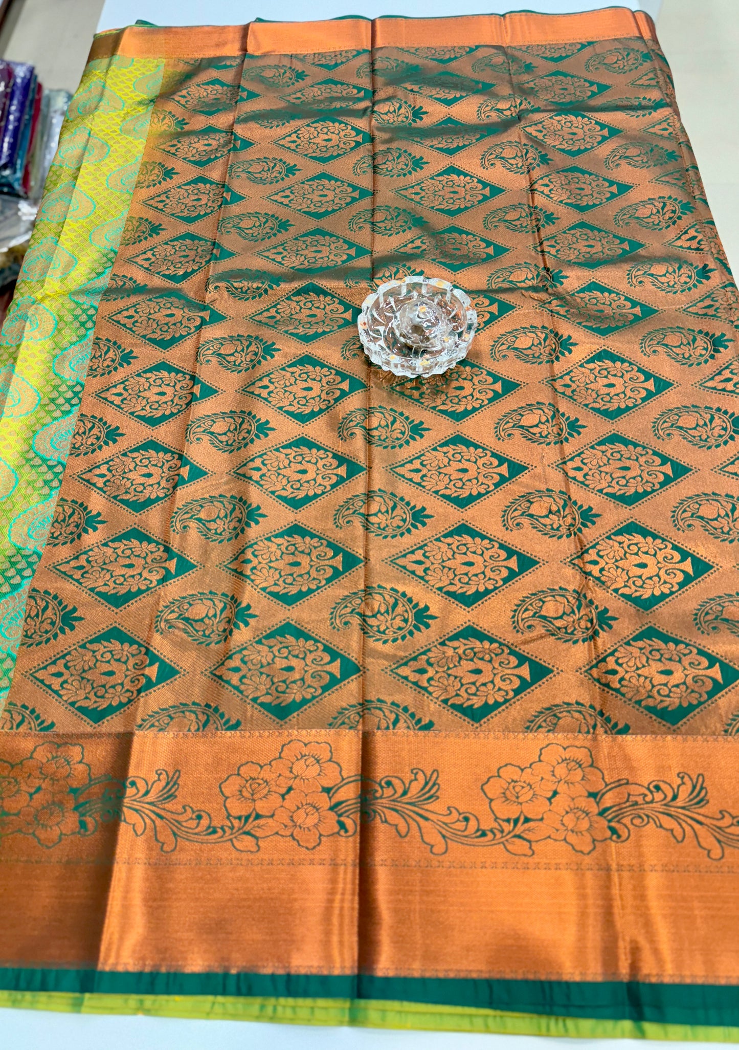 Bridal Soft Silk Saree with Jacquard Weaving & Contrast Border for Women