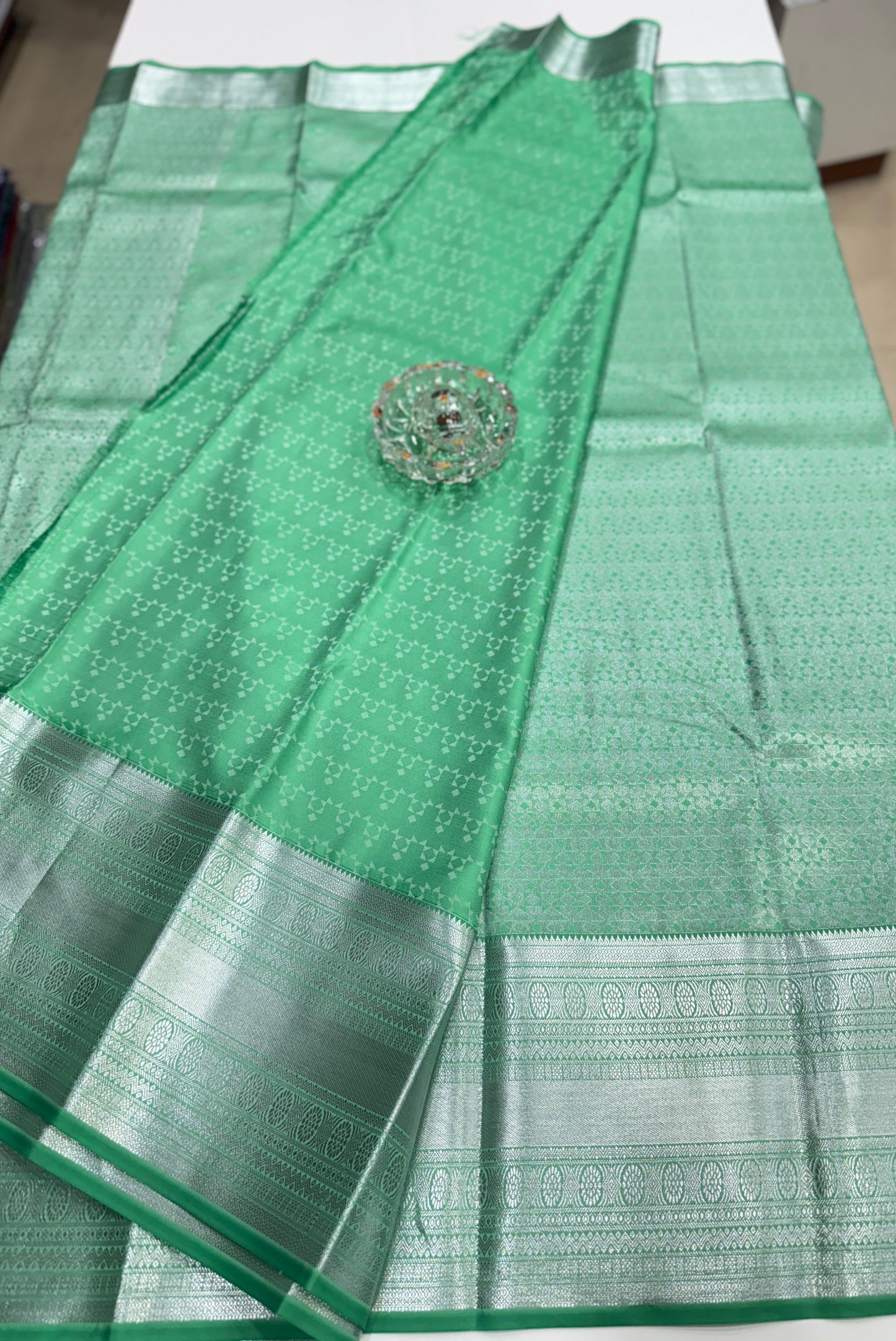 Traditional Kanchipuram Style Silk Saree for Women with Zari Border and Blouse Piece | Power-loom Woven Saree