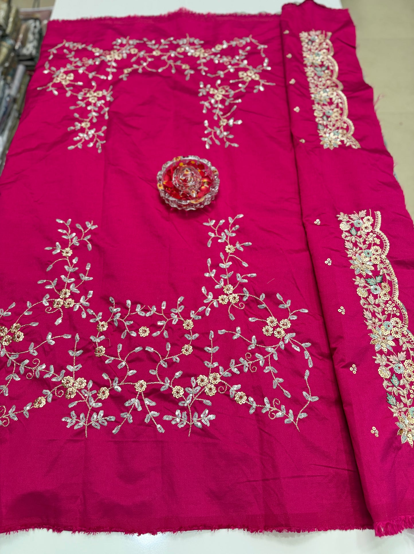 Sea Green Pure Banarasi Silk Saree with Lucknowi & Jarkan Heavy Work – Festive Banarasi Designer Saree for Women