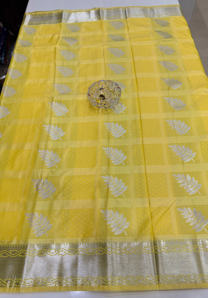 Butti Embossed Soft Silk Saree with Rich Pallu and Matching Blouse – Festive & Wedding Wear for Women